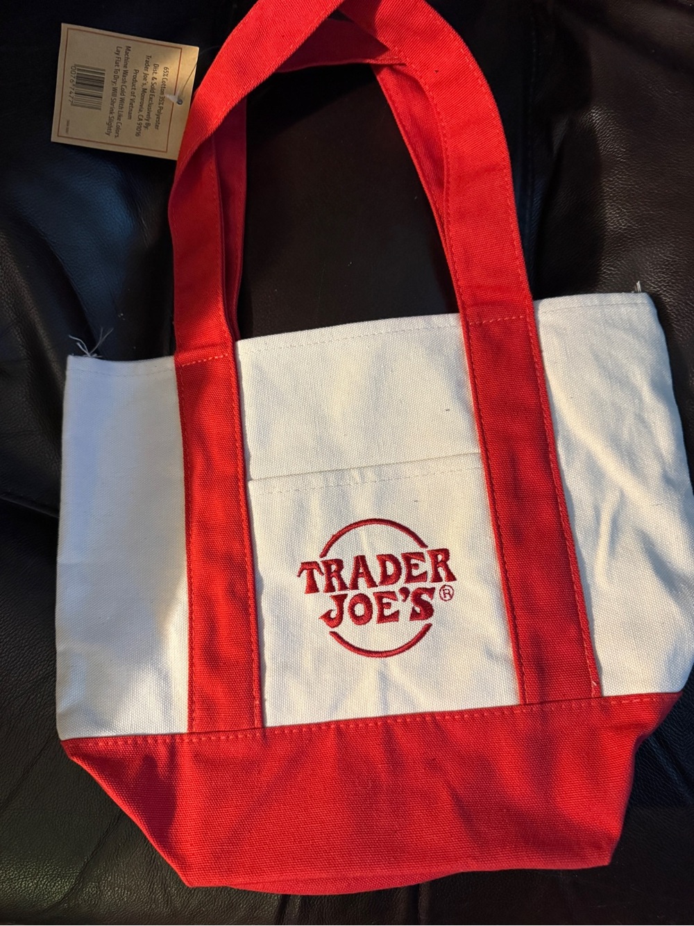 New Trader Joe's Red Mini Canvas Tote - Picture 2 of 2
